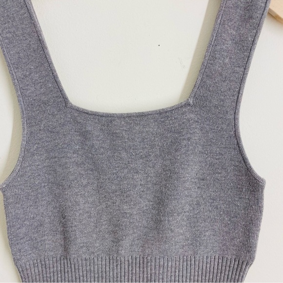 H&M Knit Wool Blend Cropped Sleeveless Top Gray Square Neck S - Picture 3 of 8